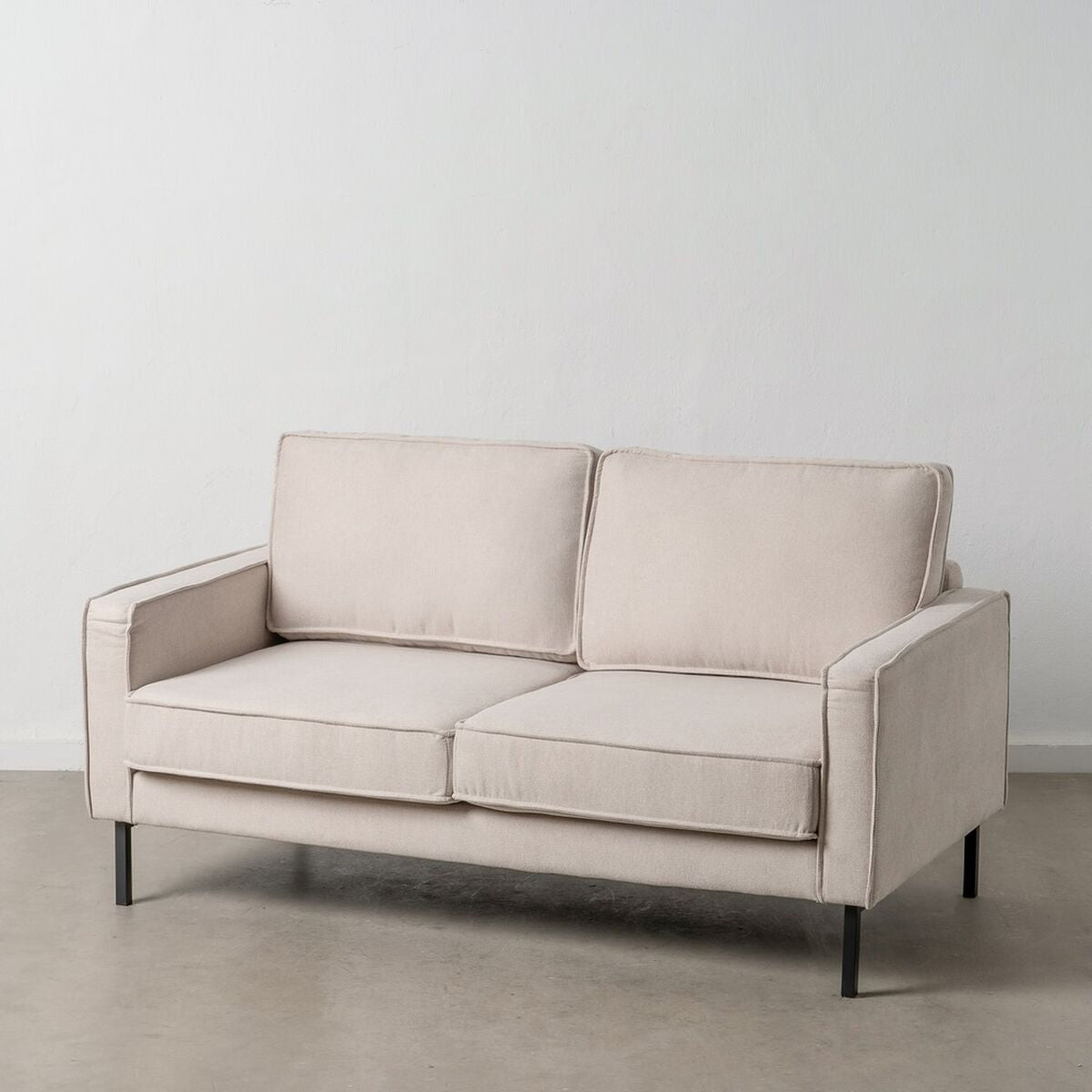 Canapé Tissu Synthétique Beige — 163 x 87 x 90 cm