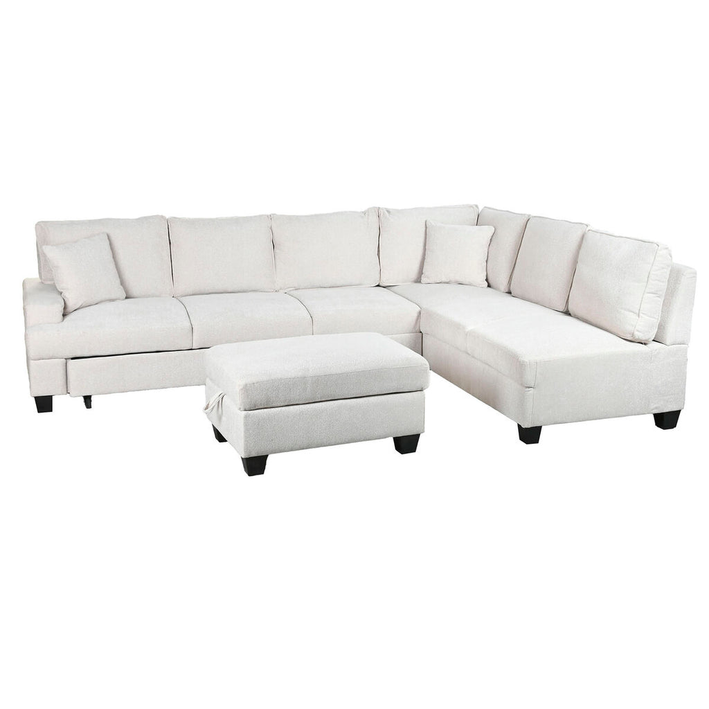 Canapé Convertible Beige Moderne — 285 x 260 x 90 cm